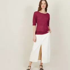 Maison Montagut T-Shirts>T-Shirt Col Rond En Lin Flamme - Bonnie