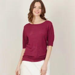 Maison Montagut T-Shirts>T-Shirt Col Rond En Lin Flamme - Bonnie