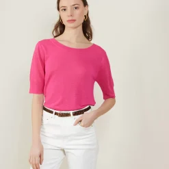 Maison Montagut T-Shirts>T-Shirt Col Rond En Lin Flamme - Bonnie