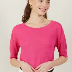 Maison Montagut T-Shirts>T-Shirt Col Rond En Lin Flamme - Bonnie