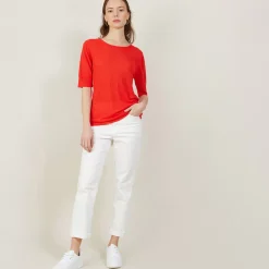 Maison Montagut T-Shirts>T-Shirt Col Rond En Lin Flamme - Bonnie