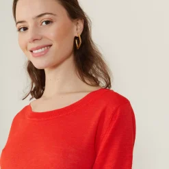 Maison Montagut T-Shirts>T-Shirt Col Rond En Lin Flamme - Bonnie