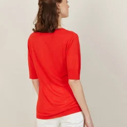 Maison Montagut T-Shirts>T-Shirt Col Rond En Lin Flamme - Bonnie