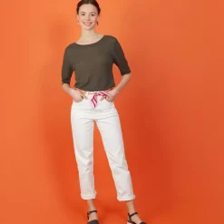 Maison Montagut T-Shirts>T-Shirt Col Rond En Lin Flamme - Bonnie
