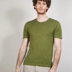 Maison Montagut T-Shirts>T-Shirt Col Rond En Lin Flamme - Bosea