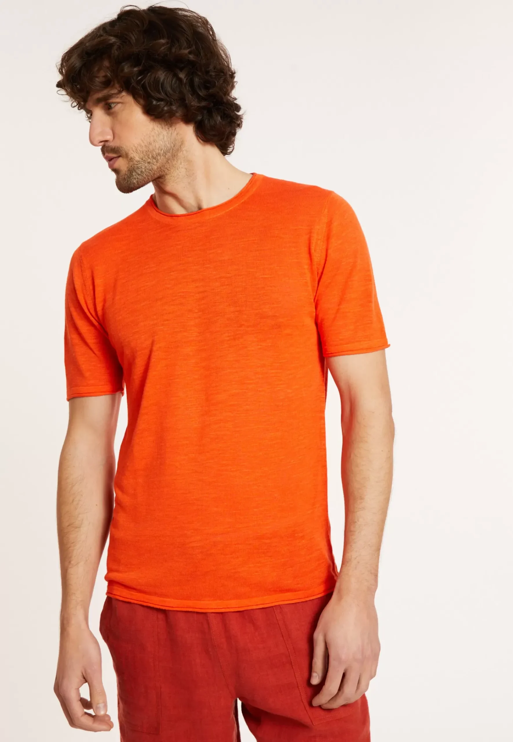 Maison Montagut T-Shirts>T-Shirt Col Rond En Lin Flamme - Renaud