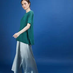 Maison Montagut T-Shirts>T-Shirt Col Rond En Viscose Crepe - Bibiche