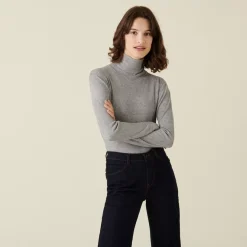 Maison Montagut T-Shirts>T-Shirt Col Roule En Bambou Cachemire Fine Maille - Aerio