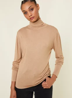 Maison Montagut T-Shirts>T-Shirt Col Roule En Bambou Cachemire Fine Maille - Aerio