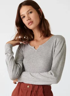 Maison Montagut T-Shirts>T-Shirt Col Tunisien En Bambou Cachemire Fine Maille - Betty