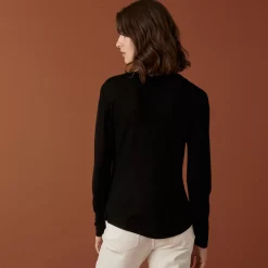 Maison Montagut T-Shirts>T-Shirt Col Tunisien En Bambou Cachemire Fine Maille - Betty