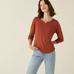Maison Montagut T-Shirts>T-Shirt Col Tunisien En Bambou Cachemire Fine Maille - Betty