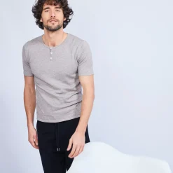 Maison Montagut T-Shirts>T-Shirt Col Tunisien En Coton Cachemire - Haruni