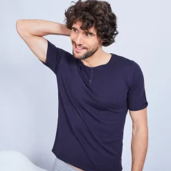 Maison Montagut T-Shirts>T-Shirt Col Tunisien En Coton Cachemire - Haruni