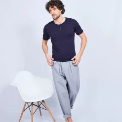 Maison Montagut T-Shirts>T-Shirt Col Tunisien En Coton Cachemire - Haruni
