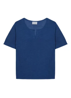Maison Montagut T-Shirts>T-Shirt Col Tunisien En Lin Flamme - Boheme