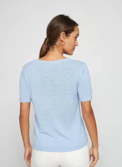 Maison Montagut T-Shirts>T-Shirt Col Tunisien En Lin Flamme - Boheme