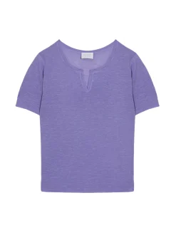 Maison Montagut T-Shirts>T-Shirt Col Tunisien En Lin Flamme - Boheme