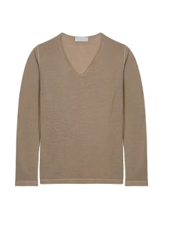 Maison Montagut T-Shirts>T-Shirt Col Tunisien En Lin Flamme - Blayne