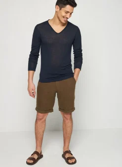 Maison Montagut T-Shirts>T-Shirt Col Tunisien En Lin Flamme - Blayne