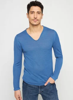 Maison Montagut T-Shirts>T-Shirt Col Tunisien En Lin Flamme - Blayne