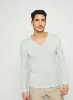 Maison Montagut T-Shirts>T-Shirt Col Tunisien En Lin Flamme - Blayne