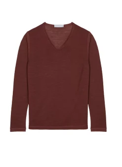 Maison Montagut T-Shirts>T-Shirt Col Tunisien En Lin Flamme - Blayne