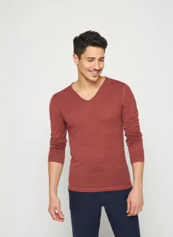 Maison Montagut T-Shirts>T-Shirt Col Tunisien En Lin Flamme - Blayne