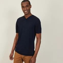 Maison Montagut T-Shirts>T-Shirt Col Tunisien En Lin Flamme - Baraka