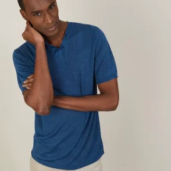 Maison Montagut T-Shirts>T-Shirt Col Tunisien En Lin Flamme - Baraka