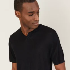 Maison Montagut T-Shirts>T-Shirt Col Tunisien En Lin Flamme - Baraka