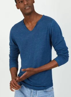 Maison Montagut T-Shirts>T-Shirt Col Tunisien En Lin Flamme - Blayne