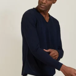 Maison Montagut T-Shirts>T-Shirt Col Tunisien En Lin Flamme - Blayne