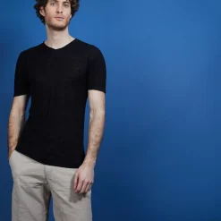 Maison Montagut T-Shirts>T-Shirt Col V En Lin Flamme - Bobelia