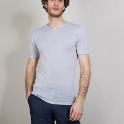 Maison Montagut T-Shirts>T-Shirt Col V En Lin Flamme - Bobelia