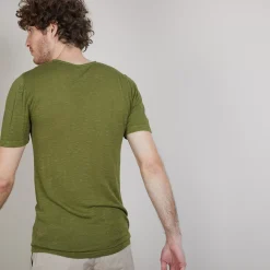 Maison Montagut T-Shirts>T-Shirt Col V En Lin Flamme - Bobelia