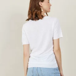 Maison Montagut T-Shirts>T-Shirt Col V En Lin Flamme - Bountie
