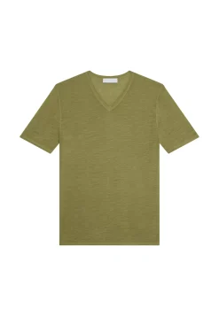 Maison Montagut T-Shirts>T-Shirt Col V En Lin Flamme - Reuben