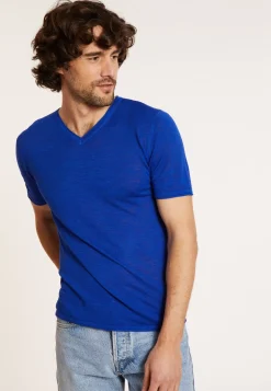 Maison Montagut T-Shirts>T-Shirt Col V En Lin Flamme - Reuben
