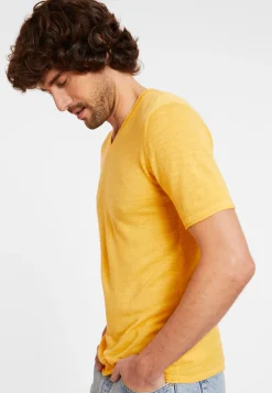 Maison Montagut T-Shirts>T-Shirt Col V En Lin Flamme - Reuben