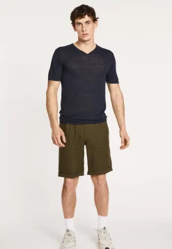 Maison Montagut T-Shirts>T-Shirt Col V En Lin Flamme - Reuben