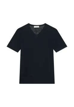 Maison Montagut T-Shirts>T-Shirt Col V En Lin Flamme - Reuben