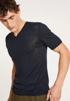 Maison Montagut T-Shirts>T-Shirt Col V En Lin Flamme - Reuben