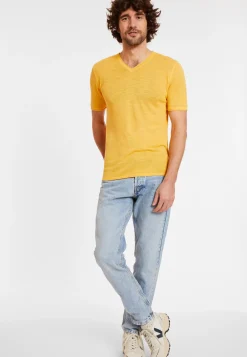 Maison Montagut T-Shirts>T-Shirt Col V En Lin Flamme - Reuben