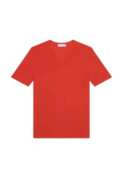 Maison Montagut T-Shirts>T-Shirt Col V En Lin Flamme - Reuben