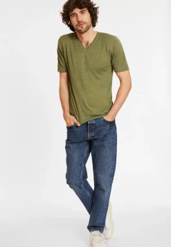 Maison Montagut T-Shirts>T-Shirt Col V En Lin Flamme - Reuben