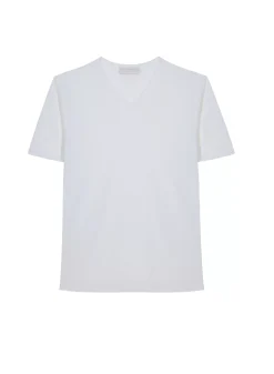 Maison Montagut T-Shirts>T-Shirt Col V En Lin Flamme - Reuben