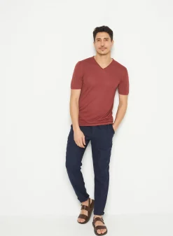 Maison Montagut T-Shirts>T-Shirt Col V En Lin Flamme - Reuben