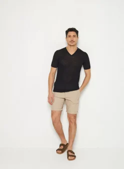 Maison Montagut T-Shirts>T-Shirt Col V En Lin Flamme - Reuben