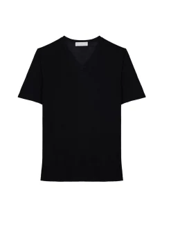 Maison Montagut T-Shirts>T-Shirt Col V En Lin Flamme - Reuben
